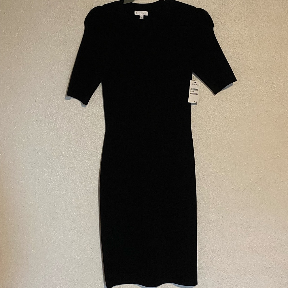 Leith Black Short Sleeve Sweater Dress